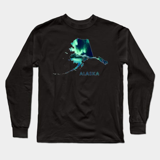 Alaska - Northern Lights Long Sleeve T-Shirt by Anastasiya Malakhova